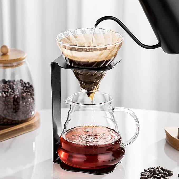 Coffee Pour Over Set – Complete Pour Over Coffee Maker with Dripper, Pot, and 100 Filters | Portable Style Drip Coffee Pour Over