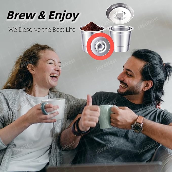 6 Pack Reusable K Cups for Keurig 2.0 & 1.0, 100% Stainless Steel Refillable Coffee Pods – BPA-Free, Ultra-Fine Mesh for Rich Flavor – Includes Scoop & 6 Seals – Eco-Friendly, Gift-Ready
