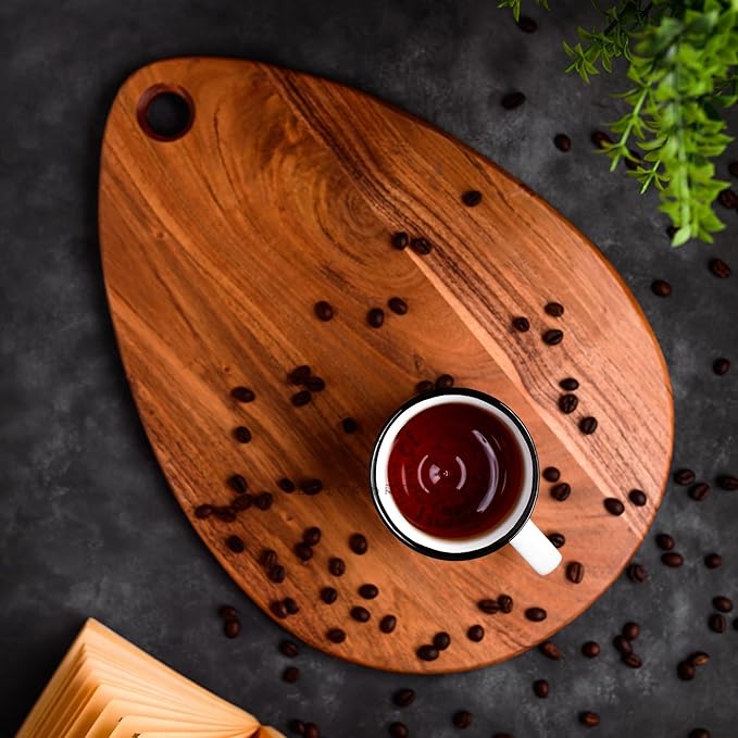 Premium Handcrafted Wood Cutting Board and Chopping Board for Meat, Cheese Board, Vegetables, Bread, and Charcuterie - Decorative Wooden Serving Board(15.5x11.0 Inch)