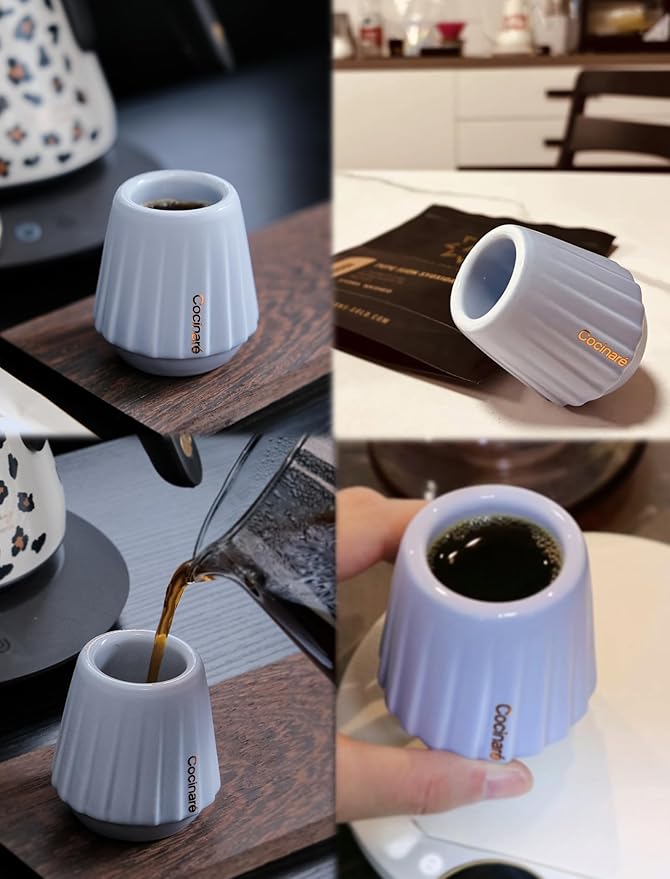 Cocinare KissCup Ceramic Espresso Cup – 2.2oz Demitasse Cup for Espresso, Pour-over coffee & Tea, Lavender Purple, Ceramic Collection