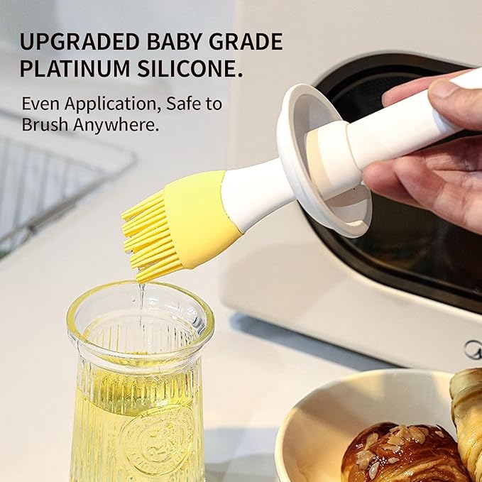 Oil Dispenser with Brush - Glass Olive Oil Dispenser for Kitchen, 3 IN 1 Oil Dispenser Bottle with Silicone Basting Brush for Cooking Vinegar Sauce BBQ Grill Frying (White)