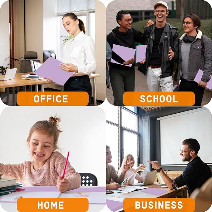 Zzrywuty File Folders with Pockets Letter Size, 25-Pack Paper Folders with Card Slot, Two Pocket Folders for School Students, Businessmen, Home and Office Workers（Purple）