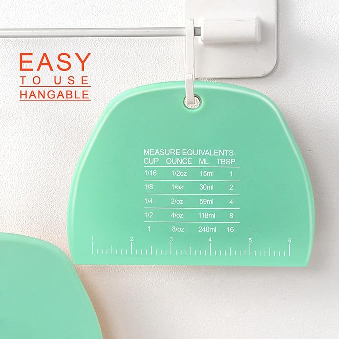 Teenitor 2 Pcs Dough Scraper, Dough Scraper Plastic Bench Scraper, Dough Cutter, Multipurpose Food Scrapers for Dough, Bread Green