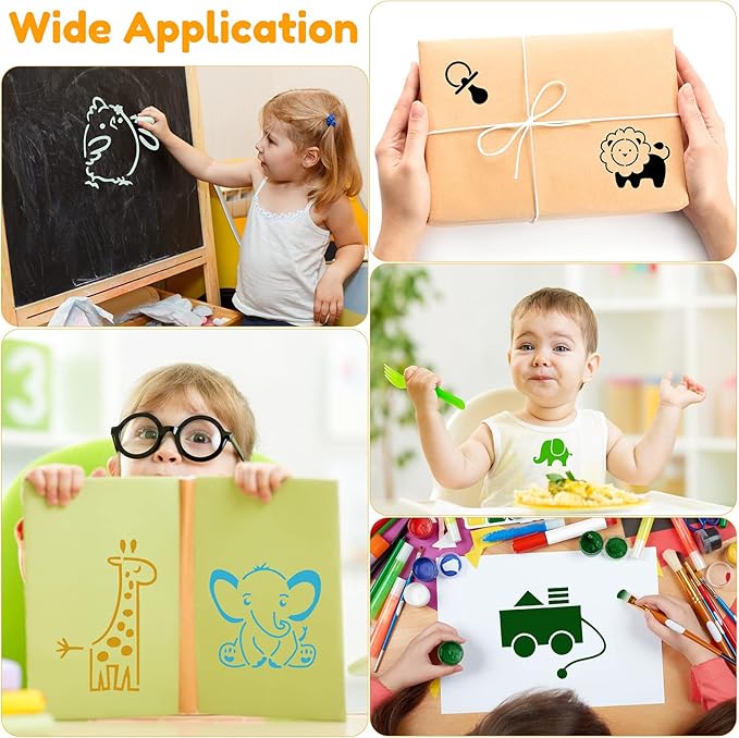 100 Pcs Stencils for Painting on Wood Reusable Stencil Crafts Drawing Templates Holiday Wall Paper for DIY Scrapbook Home 2 x 2 Inch(Cute Baby Animal Style)