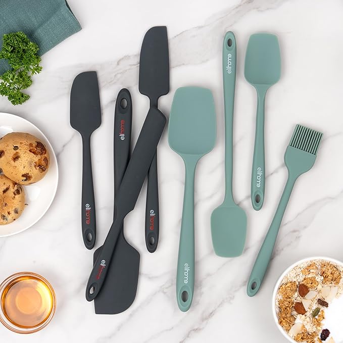Elihome Mini Silicone Spoonula - Non-Stick Heat Resistant Silicone Scraper Spatula for Mixing, Serving, Scraping, Stirring, and More, 8.75 Inch, Sage Green