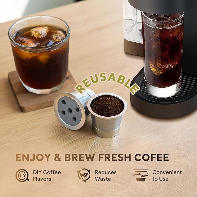 Stainless Steel Reusable K Cups for K eurig Supreme & Supreme Plus, Reusable K Cups Five Hole Universal K-eurig Refillable Coffee Pod Filter (1 Pack)