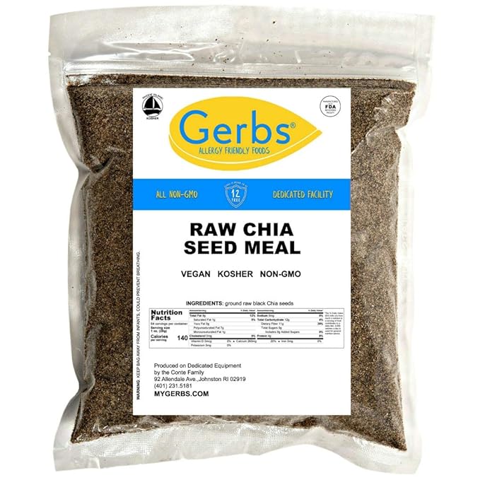 Ground Raw Chia Seed Meal by Gerbs - 4 LBS - Top 11 Food Allergen Free & Non GMO - Vegan & Kosher – Premium Full Oil Content Chia Protein Powder