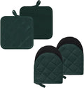 Oven Mitts and Pot Holders Set, Pack of 4, Heat Resistant Silicone Kitchen Mini Oven Mittens for 500 Degrees, Mini Oven Gloves and Hot Pads for Baking Grilling Barbecue Microwave Machine Washable