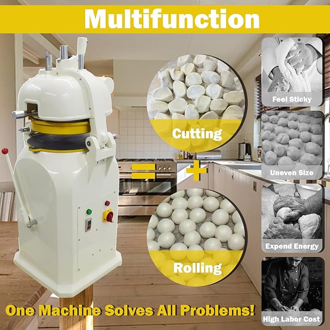 TECHTONGDA Dough Divider Rounder Dough Ball Machine 26pcs 1.8og-5.3oz Electric Dough Cutting and Rounding Machine for Hamburger Bread Pizza Bakery