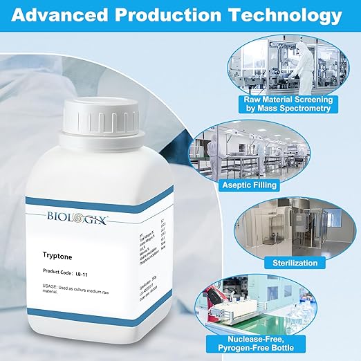 Tryptone Powder, pH 5.0-7.0, FMB Grade, Casein Tryptone for Laboratory Bacterial Culture, 500g/Bottle(1.1 lb.), 10 Bottles/Case