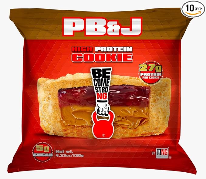 Become Strong High Protein Cookies, 25g Protein, 3g Sugar, BNG Cookies (10 ct.) (Peanut Butter & Jelly)