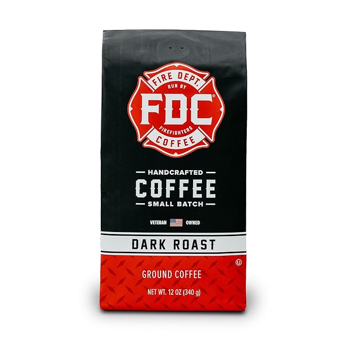 Fire Department Coffee - Gives Back to Firefighters - Bold & Smooth Dark Roast Ground Coffee - Roasted in the USA - Veteran Owned - 12 oz
