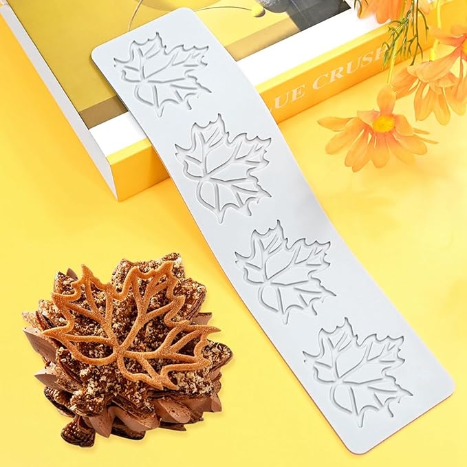 TUKE Hollow Out Maple Leaves Lace Silicone Impressing Mold Mat Fondant Cake Sugar Mould Cooking Tools Decorating Tools Diy Moulds (H_ Maple Leaves)