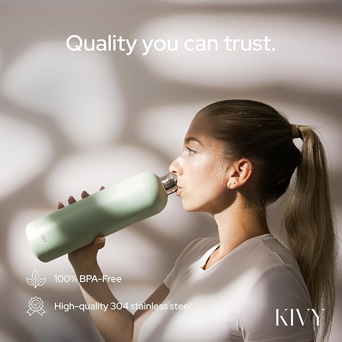 KIVY Insulated Water Bottle (Dark Blue, 33.8 Ounces)