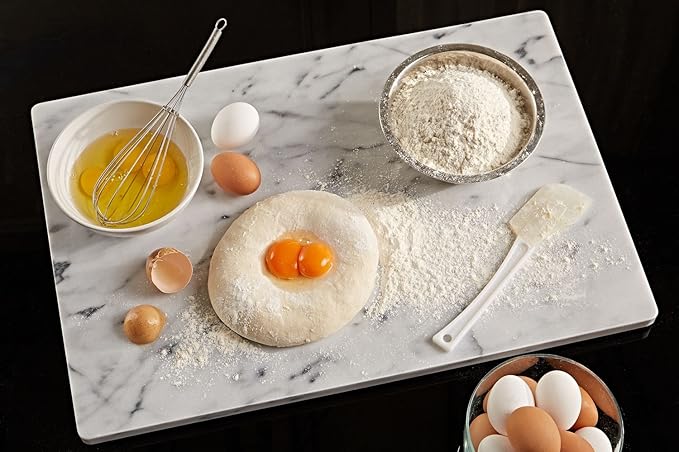 JEmarble Pastry Board 12x16 inch with Non-Slip Rubber Feets for Stability Perfect for Keep the Dough Cool and Chocolate Tempering(Premium Quality)