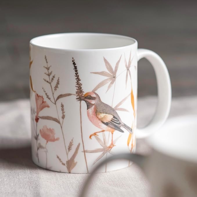 Maison d' Hermine Coffee Mug with Handles Fine Bone China Mugs Pack of Two Tea Cups for Hot Beverages Cappuccino Latte Home Restaurant Office Perfect for Gift (Meadow Florals, 12 Ounce)