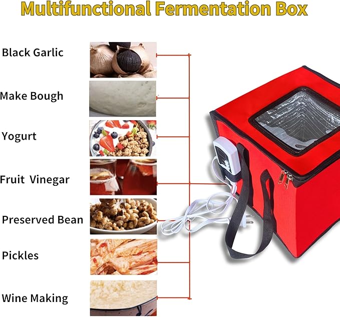 Foldable Proofing Box With Heater, 74l Large Bread Proofer with Temperature and Timer Controller, Zippered Sourdough Warmer for Bread, Pizza and Yoghurt Making,16.5 * 16.5 * 16.5in