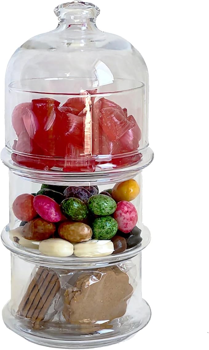 ums 3 Tier Glass Jars with Lid, Cookie Jar, Candy Jars for Candy Buffet, Apothecary Jars, Kitchen & Bathroom Organizers and Storage