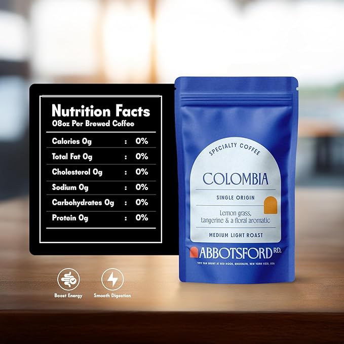 Colombia Single Origin Whole Bean Coffee, Medium-Light Roast with Lemongrass, Tangerine & Floral Aromatic Notes, Specialty Beans Colombian, 12oz Bag, Perfect for Coffee Enthusiasts