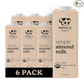 Mooala Organic Simple Almond Milk, 32oz - 3 Ingredient, Shelf Stable, No Gums, No Oils, No Fillers, Unsweetened, Non-GMO, No Additives, Dairy Free Plant Based Milk, 6 pack