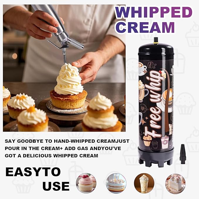 2.2L Whipped Cream Charger 1364G Whip Cream Charger Cartridges Whip Cream Charger Cylinder Food Grade Original Flavor (99.99% purity gas) 2-Count