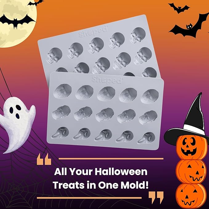 ShapedIceMolds Horror Movie Character Molds – Halloween Silicone Molds for Chocolate, Candy, Soap, Fondant, Resin, Crafts – 3D Creepy Scary Film Icons for Party Treats & DIY Decor (Gray)