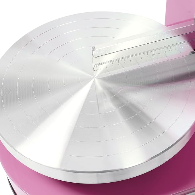 Cake Decorating Machine, Electric Birthday Cake Cream Smooth Coating Decoration Machine, Cake Smoother Icing Machine,Cake Cream Spatula Machine for 4-12inch Cake (Pink)