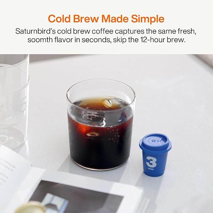 SATURNBIRD Coffee Instant Cold Brew, French Roast, Bold & Intense Blend of 100% Specialty Arabica, Enjoy Hot or Cold, Freeze Dried Iced Coffee, 24 Single Servings for Home, Travel, Office (NO.6)