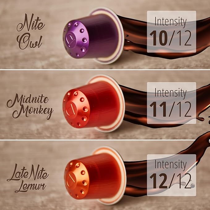 Nite Owl 120ct Nespresso Original Machine Compatible Pods I Intensity 10 I Aluminum Coffee Capsules I Ristretto Italiano I Arabica Espresso Dark Roast I Fully Nespresso Compatible