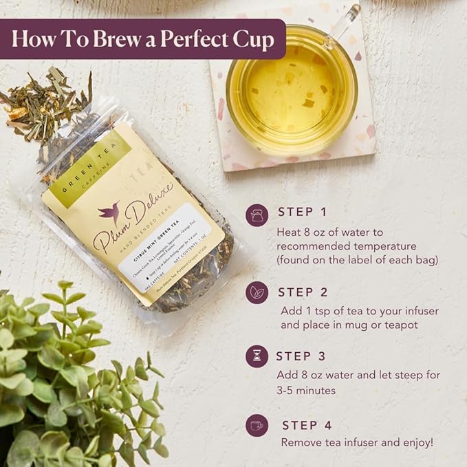 Tea Discovery Collection Assorted Tea Gift Set - 5 Hand-Crafted Loose Leaf Teas, Presentation Gift Box with Loose Leaf Steeper Included - Mixed Caffeine - 5 Unique and Flavorful Teas - 75 Cups