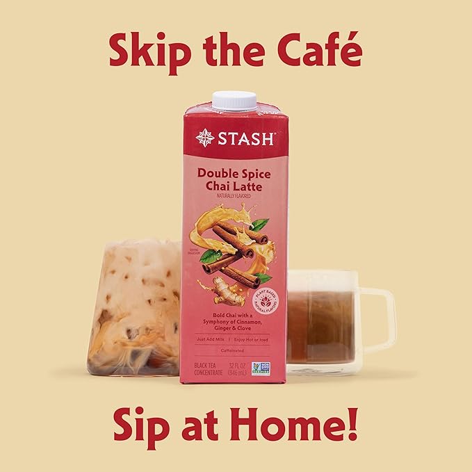 STASH Double Spice Chai Latte - Dairy Free Plant Based Tea Concentrate - Caffeinated - 32 fl oz, 5 Servings (Pack of 2)