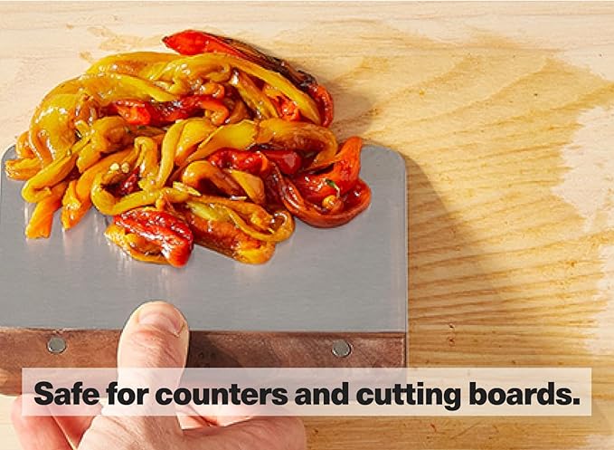 Misen Stainless Steel Bench Scraper - Versatile Food Scraper with Walnut Handle - Ideal for Kitchen, Pastry & Dough - Durable Cutting Board Scraper Tool - Effortless Transfer into Pots & Pans - Black