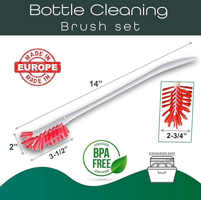 Soda Bottle Bundle 2-Pack Black 1L Carbonating + Deliqo 14" Bottles Cleaning Brush – For SodaStream Carbonating Water Seltzer
