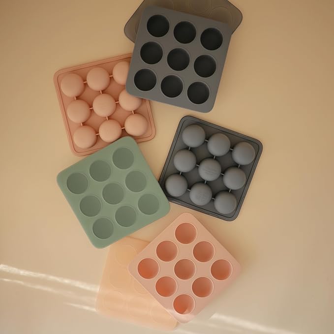 mushie Silicone Baby Food Freezer Tray with Lid | 9 Cups x 1.5oz | BPA Free Storage Container (Tradewinds)