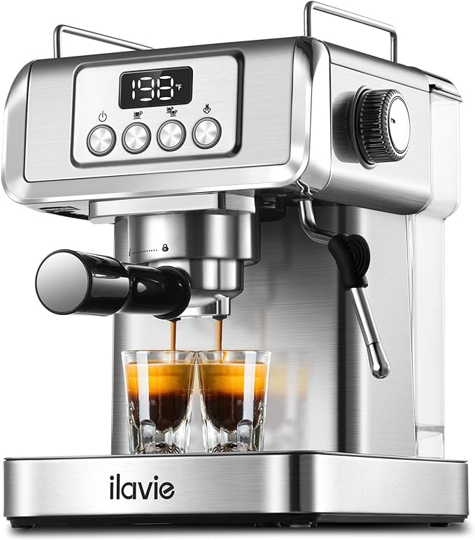 Espresso Machine 20 Bar, Espresso Maker with Steam Milk Frother，Espresso Coffee Machine with 60oz Removable Water Tank for Lattle, Cappuccino, Stainless Steel