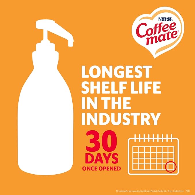 Nestle Coffee mate Coffee Creamer, Caramel, Liquid Concentrate Pump Bottle, Non Dairy, No Refrigeration, 50.7 fl oz (Pack of 6)