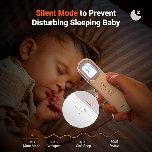 iHealth Infrared Digital Thermometer for Adults and Kids, Baby Thermometer with 3-in-1 Mode & 3-Color Prompt, Fever Alarm & Silent Mode, Forehead & Object Detection, 40 Memory Storages, PT9L, White