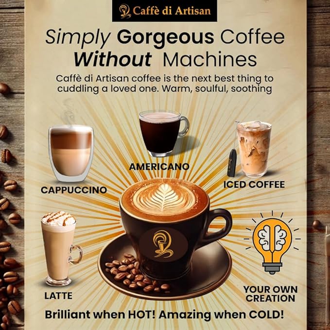 Caffè di Artisan Liquid Coffee Pods – Premium Single-Serve Coffee for Cold Brew concentrate, Iced Coffee & Hot Coffees – Machine-Free, Eco-Friendly, Ready in Seconds. Rich; Vilasita; Arabica; Medium Dark Roast – 24 Count..