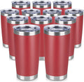 20 oz Tumbler Stainless Steel Tumblers Bulk with Lid Double Wall Insulated Coffee Tumbler Cups for Hot & Cold Drinks Powder Coated Travel Coffee Tumbler Mug Metal (Red, 12 pack)