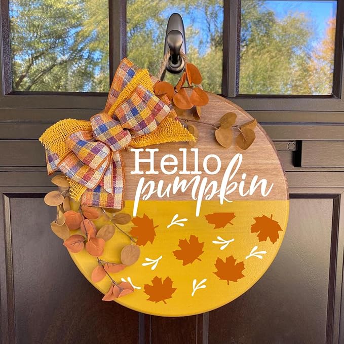 Fall Stencils for Painting on Wood 12” Autumn Stencils Hello Pumpkin Stencil Happy Thanksgiving Drawing Templates for Porch Sign Door Wreath Doormat