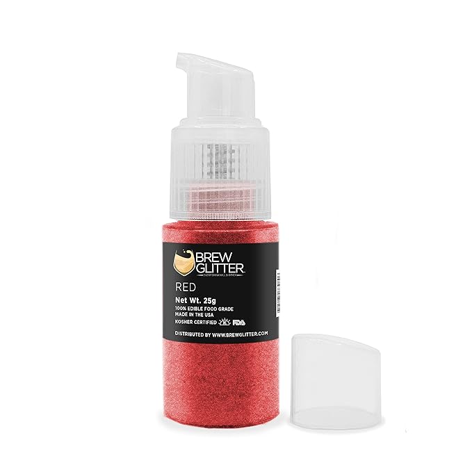 Red BREW GLITTER Edible Glitter For Drinks, Cocktails, Beer, Garnish Glitter & Beverages | KOSHER & HALAL Certified | 100% Edible & Food Grade | Vegan, Gluten, Nut Free (25g Spray Pump, Red)