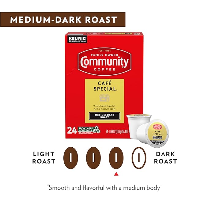 Community Coffee Café Special 72 Count Coffee Pods, Medium-Dark Roast, Compatible with Keurig 2.0 K-Cup Brewers, 72 Count (Pack of 1)