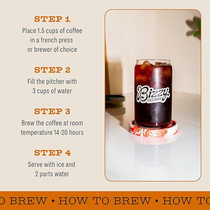 Bizzy Organic Cold Brew Coffee | Breakfast Blend | Coarse Ground Coffee | Medium-Light Roast | Micro Sifted | Specialty Grade | 100% Arabica | 1 LB