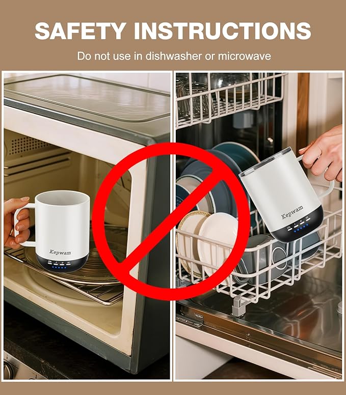 Heated Coffee Mug T1-14oz Fast Heating & Longer Battery Life Self Heating Coffee Mug Hot to 149℉ - Touch & App Controlled Mug Coffee and Hot Beverage Warmer, Gifts for Women and Men