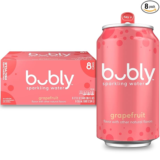 bubly Sparkling Water, Grapefruit, Zero Sugar & Zero Calories, Seltzer Water, 12 Fl Oz Cans (Pack of 8)