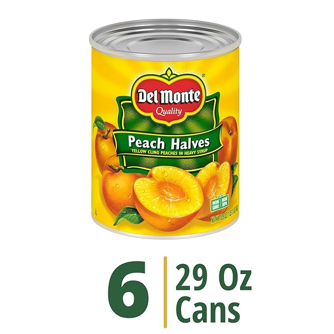 Del Monte Yellow Cling Canned Peach Halves in Heavy Syrup, 29 oz Can (Pack of 6)