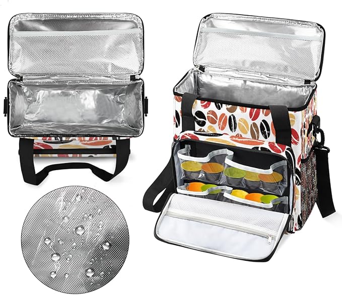 Colorful Coffee Beans Maker Carring Bag Travel Carrying Storage Tote Compatible with Keurig K-Mini or Plus Portable Single Serve Brewer Case Pockets for K-cup Pods