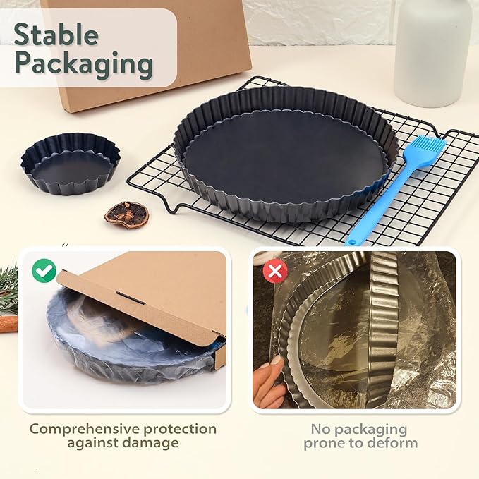 Sturdy Nonstick Tart Pan 11 inch Removable Bottom, Round Carbon Steel Quiche Pan for Baking, Heavy Duty Tart Mold loose for Pie, Mousse Cakes,Fruit and Desserts
