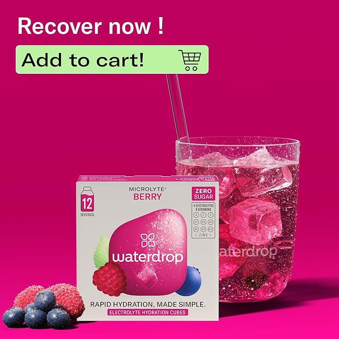 Waterdrop Hydration Cubes Mixed Berry Variety Pack, Zero Sugar Electrolyte & Vitamin Drink Mix, Flavored Water Enhancer Includes Blackberry, Blackcurrant, Microlyte Berry, Ice Tea Raspberry, 48 Count
