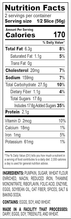 Nadel - NATURALLY DELICIOUS Pumpkin Spice Bread Slices, 24 Pack, Sweet Breads & Cakes breakfast bar, back to school lunch snack.